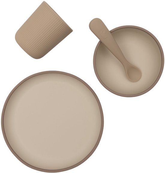 Jollein Kinderserviesset Siliconen - met Bord, Kom, Beker - Natural Shades van Jollein