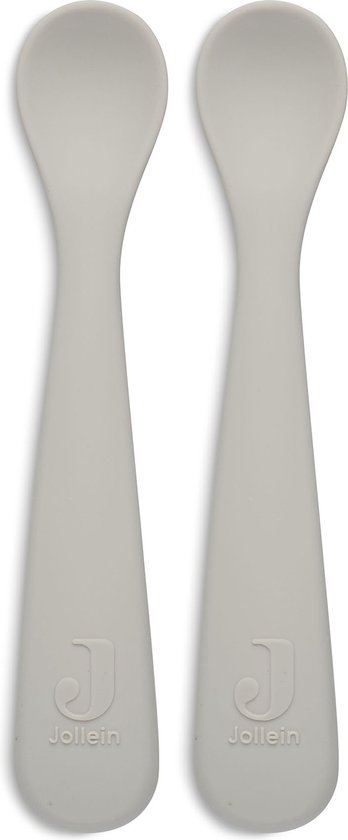 Jollein - Lepeltje (Nougat) - Siliconen - Baby Lepel, Baby Servies - 2 stuks - 6-18 maanden van Jollein