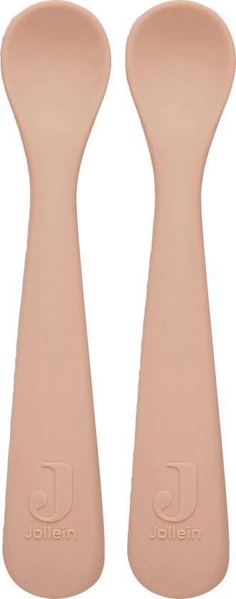 Jollein - Lepeltje (Pale Pink) - Siliconen - Baby Lepel, Baby Servies - 2 stuks - 6-18 maanden van Jollein