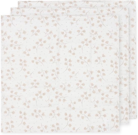Jollein Musselin Baby Cloth, Leafy Dreams, Pack of 3, 70 x 70 cm, 100% Cotton, Burp Cloths for Babies, Oeko-Tex Certified van Merkloos
