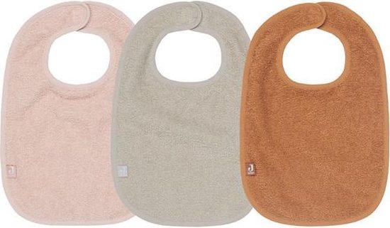 Jollein - Slab Badstof (Pale Pink/Nougat/Caramel) - Katoen - Slabbetjes Baby - 3 Stuks - 37 cm van Jollein