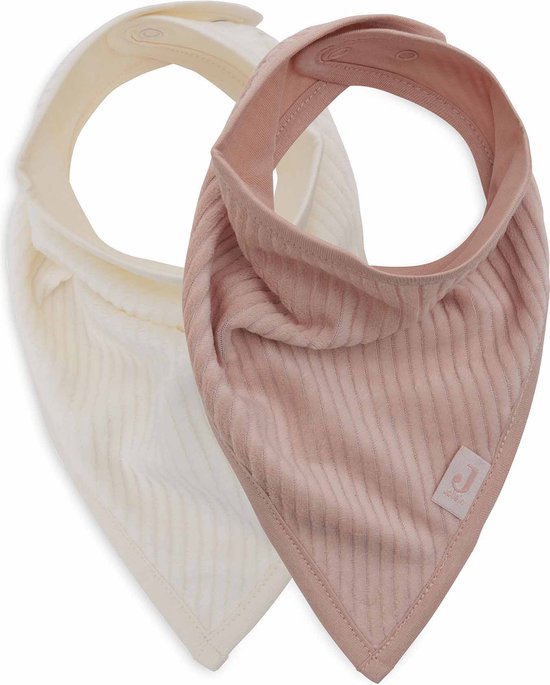 Jollein - Slab Bandana - Katoen - Slabbetjes Baby - 2 Stuks - Velvet Rib Wild Rose/Ivory - 2 Stuks van Jollein