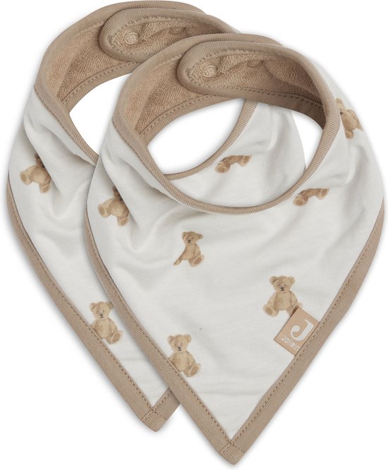 Jollein - Slab Bandana (Teddy Bear) - Biologisch Katoen - GOTS - Slabbetjes Baby - 2 Stuks - 22 cm van Jollein