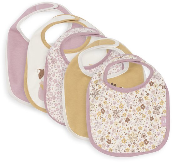 Jollein - Slab Waterproof - Flower Fairies - Polyester - Polyurethaan - Slabbetjes Baby - 5 Stuks - 30 cm van Jollein
