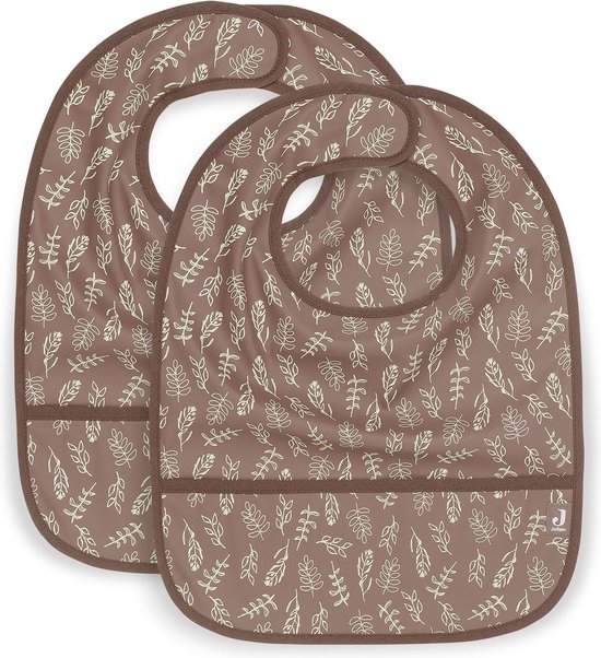 Jollein - Slab Waterproof (Meadow - Chestnut) - Polyester - Polyurethaan - Slabbetjes Baby - 2 Stuks - 40 cm van Jollein