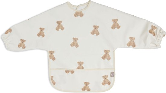 Jollein - Slab Waterproof met mouw (Teddy Bear) - Polyester - Polyurethaan - Slabbetjes Baby - 40 cm van Jollein