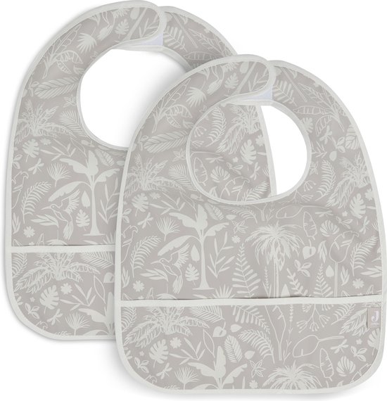 Jollein - Slab Waterproof (Nougat) - Polyester - Polyurethaan - Slabbetjes Baby - Botanical - 2 Stuks - 40 cm van Jollein