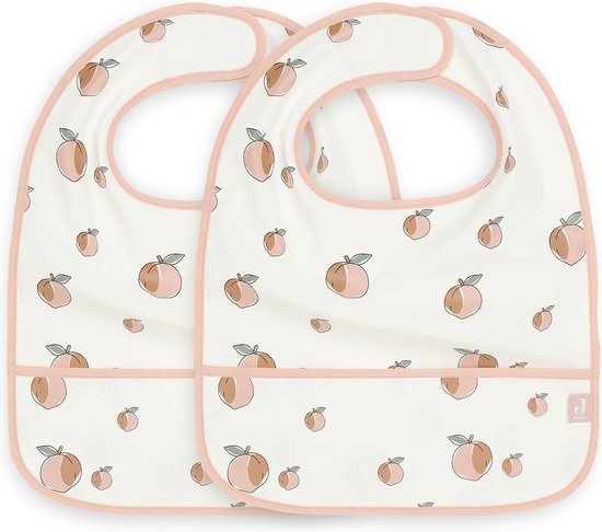 Jollein - Slab Waterproof (Peach) - Polyester - Polyurethaan - Slabbetjes Baby - 2 Stuks - 40 cm van Jollein