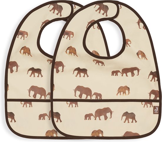 Jollein - Slab Waterproof (Savannah) - Polyester - Polyurethaan - Slabbetjes Baby - 2 Stuks - 40 cm van Jollein