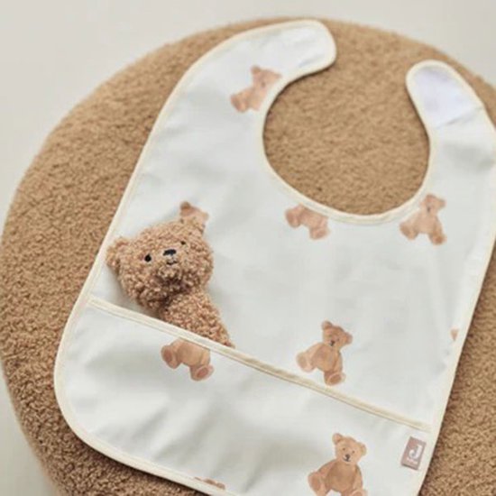 Jollein - Slab Waterproof (Teddy Bear) - Polyester - Polyurethaan - Slabbetjes Baby - 2 Stuks - 40 cm van Jollein
