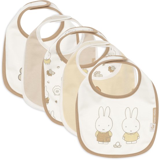 Jollein Slabbetjes Jersey Waterproof - 5 Stuks - Miffy Family Farm van Merkloos