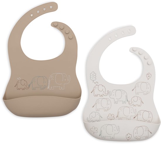 Jollein Slabbetjes Siliconen - 1 Stuk - 31 cm - Elephant Tales van Jollein