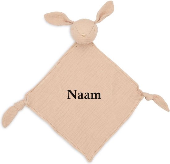 Jollein Speendoekje Bunny Ears Moonstone met naam - knuffeldoekje konijn met geborduurde naam - gepersonaliseerd kraamcadeautje van Merkloos