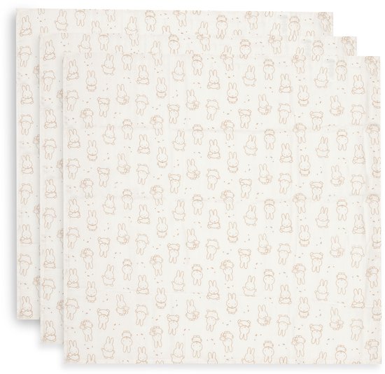 Jollein Spucktuch Hydrophill 70x70cm Miffy Moments - Light Terra - 3 Stück