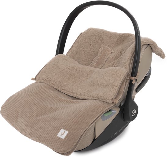Jollein - Voetenzak voor Autostoel & Kinderwagen (Milky Coffee) - Cloudy Rib - Katoen - Footmuff Maxi Cosi, Kinderwagen of Autostoel - 42x82cm van Merkloos
