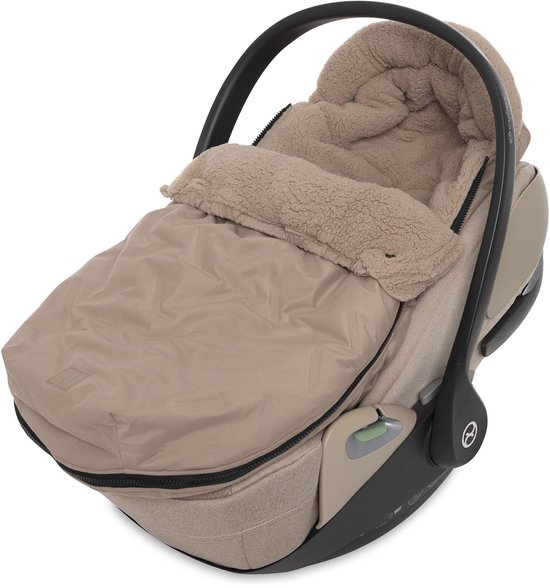 Jollein - Voetenzak voor Autostoel & Kinderwagen (Milky Coffee) - Embossed - Katoen - Footmuff Maxi Cosi, Kinderwagen of Autostoel - 42x82cm van Jollein