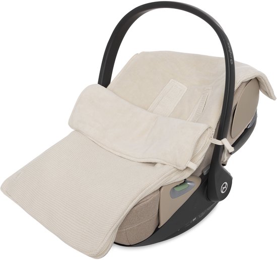 Jollein - Voetenzak voor Autostoel & Kinderwagen (Oatmeal) - Basic Knit - Katoen - Footmuff Maxi Cosi, Kinderwagen of Autostoel - 42x82cm van Jollein