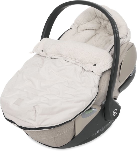 Jollein - Voetenzak voor Autostoel & Kinderwagen (Sand) - Embossed - Katoen - Footmuff Maxi Cosi, Kinderwagen of Autostoel - 42x82cm van Jollein