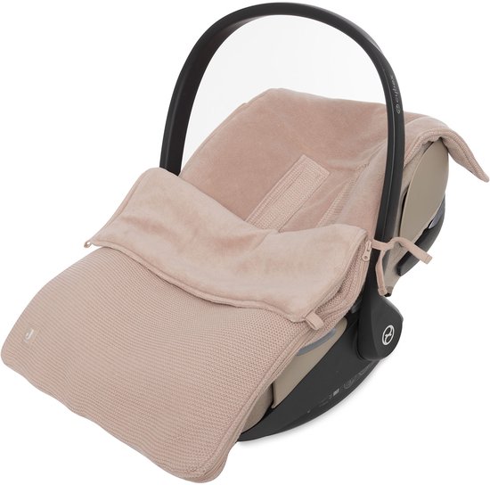Jollein - Voetenzak voor Autostoel & Kinderwagen (Wild Rose) - Basic Knit - Katoen - Footmuff Maxi Cosi, Kinderwagen of Autostoel - 42x82cm van Jollein