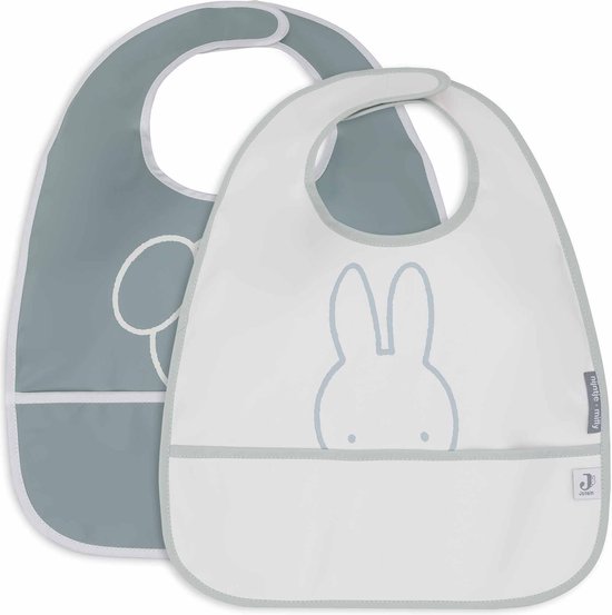 Jollein x Nijntje - Baby Slab Waterproof - Slabbetjes - Miffy Peekaboo Sea Green - 2 Stuks van Jollein