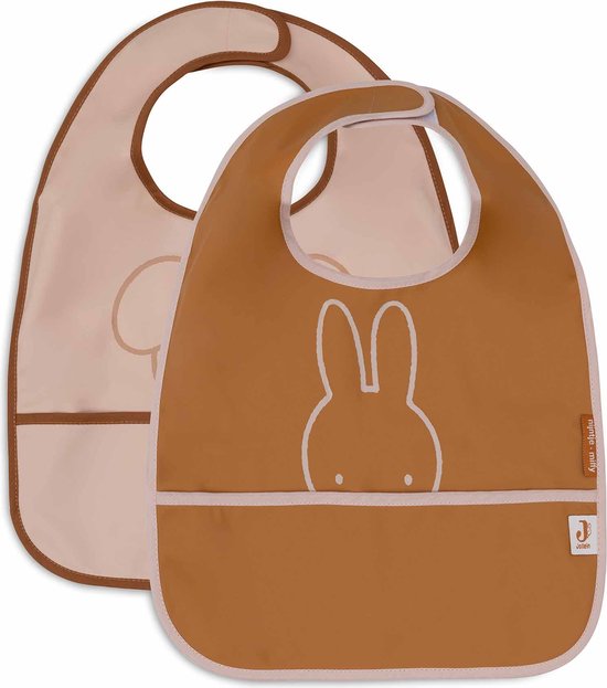 Jollein x Nijntje - Baby Slab Waterproof - Slabbetjes - Miffy Peekaboo Wild Rose - 2 Stuks van Jollein