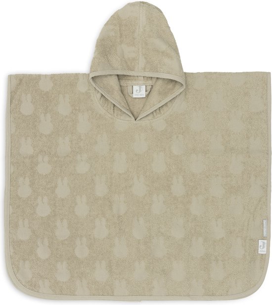Jollein x Nijntje - Badponcho Baby Badstof - Badcape Kind met Capuchon - Miffy Jacquard - Olive Green van Jollein
