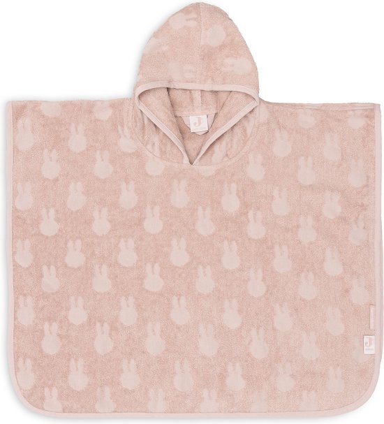 Jollein x Nijntje - Badponcho Baby Badstof - Badcape Kind met Capuchon - Miffy Jacquard - Wild Rose van Jollein