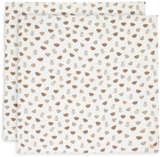 Jollein x Nijntje - Hydrofiele Doek Large 115x115cm - Inbakerdoek - Zacht Katoen - 2 Stuks - Miffy and Friends van Jollein