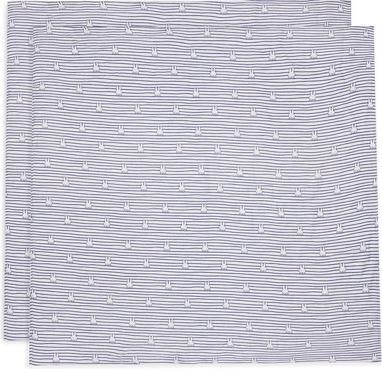 Jollein x Nijntje Hydrofiele Doek Large - 115x115cm - Miffy Stripe - Navy - 2 Stuks van Jollein