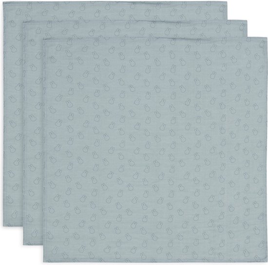 Jollein x Nijntje - Hydrofiele Doek Small 70x70cm - Inbakerdoek, Spuugdoekjes, Baby Doeken - Zacht Katoen - 3 Stuks - Miffy Silhouettes Sea Green van Jollein