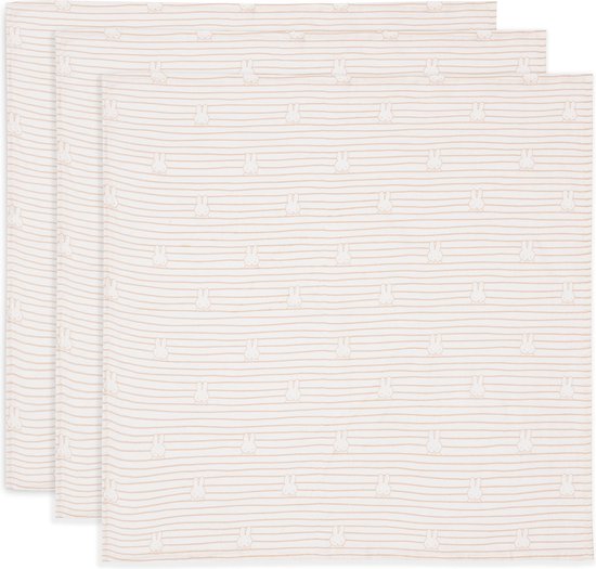 Jollein x Nijntje Hydrofiele Doek Small - 70x70cm - Miffy Stripe - Biscuit - 3 Stuks van Jollein
