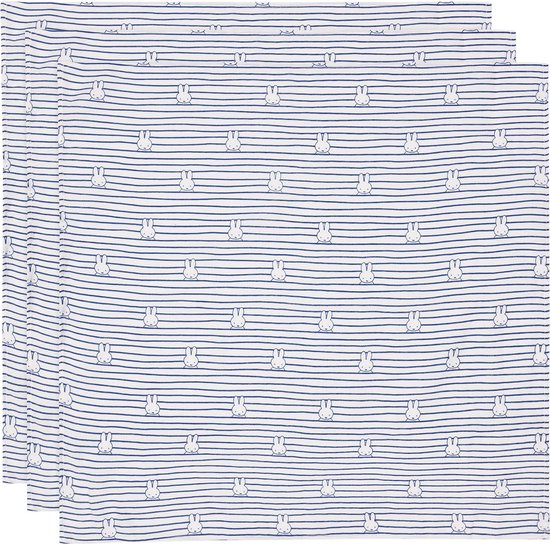 Jollein x Nijntje Hydrofiele Doek Small - 70x70cm - Miffy Stripe - Navy - 3 Stuks van Jollein