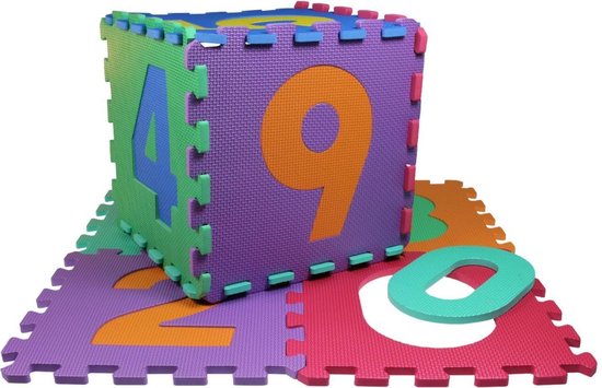 JollyToddler - Letter Foam Puzzel Set (L) - 10 Foam Tegels - Puzzelmat Cijfers - Speelkleed/Speelmat/Vloermat Voor Kinderen - Foam Speelmat 31 x 31 CM van Jolly