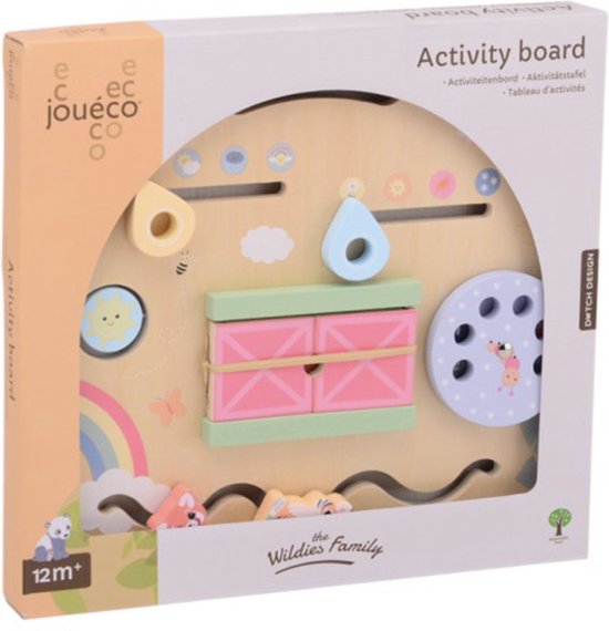 Joueco - activiteiten bord - houten activity centre baby - met schuif dieren van Joueco