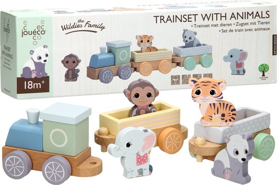 Joueco Houten Trein Wilde Dieren van Jouéco