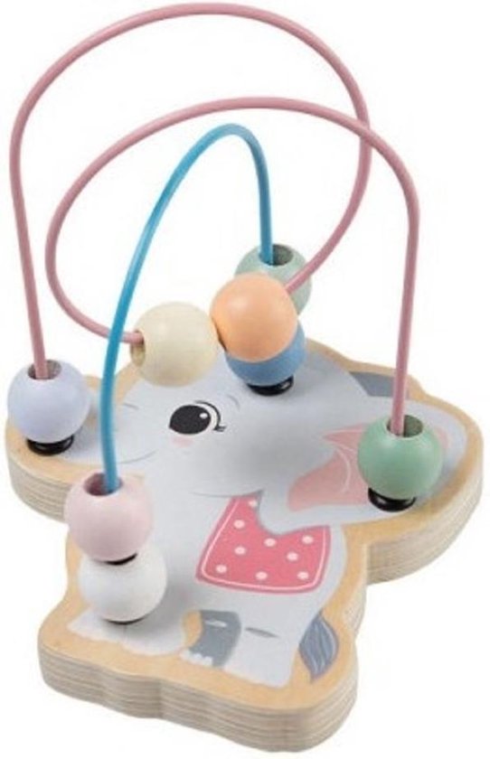 Jouèco Kralenbaan Olifant voor de Allerkleinsten - 12.5cm hoogte - Kralenspiraal van Joueco