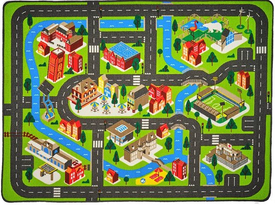 Jouw Moderne Speelkleed - Verkeerskleed - Speeltapijt - Autokleed - 180x130cm van Merkloos