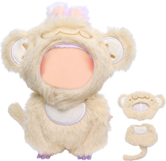 Joya Kids® Verkleedset voor Labubu Pop Aapje Kostuum | Outfit voor 17 cm Mart Figuren | Pluche Outfit met Staart en Oren | Kleding & Bescherming in Één | Pop niet inbegrepen van Joya Kids