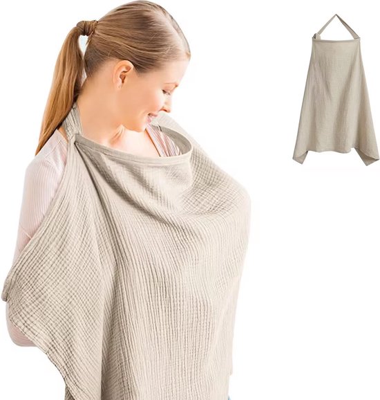 Joya Kids® Verstelbare Borstvoedingsdoek | Voedingsdoek | Uitwasbaar | Borstvoeding | Doek | Babydoek | Mousseline | Ademend | Beige van Joy