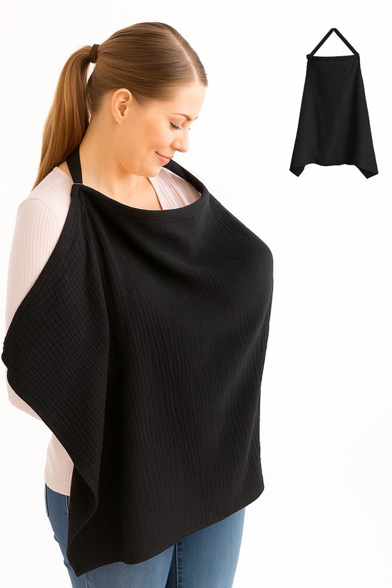 Joya Kids® Verstelbare Borstvoedingsdoek | Voedingsdoek | Uitwasbaar | Borstvoeding | Doek | Babydoek | Mousseline | Ademend | Zwart van Joya Kids