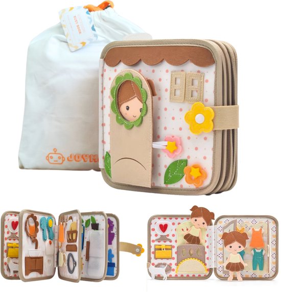 Joymaxx® Montessori Activiteitenboek Mijn Huisje - Busy Board Montessori Speelgoed 2,3,4,5 jaar - Cadeau Meisje 2,3,4 jaar - Educatief Speelgoed voor onderweg