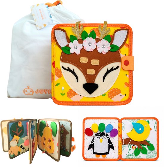Joymaxx Montessori Busy Board - Baby Speelgoed 1 jaar - Activiteitenboek voor Peuters - Sensorisch Speelgoed 6 maanden tot 2 jaar - Montessori Speelgoed voor Onderweg - Cadeau Meisjes 18 maanden