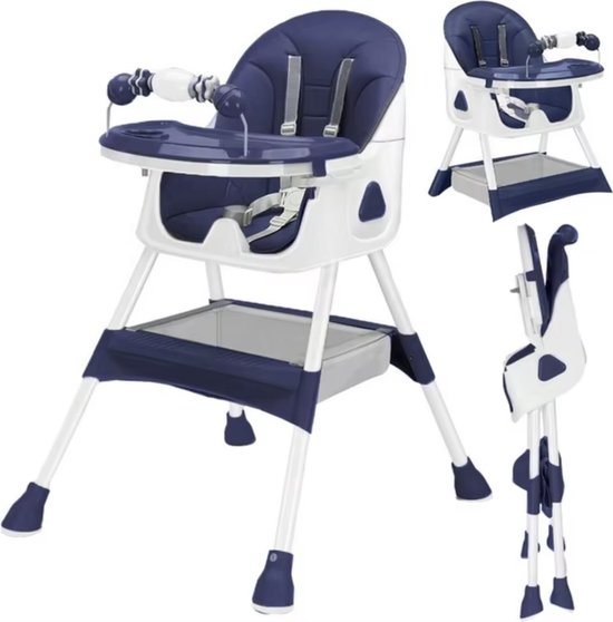 J&R Kinderstoel - Babystoel - Baby stoel - Baby eetstoel - babystoel voor aan tafel - Opvouwbaar - Verstelbaar - Met speelboog - Blauw van J&R