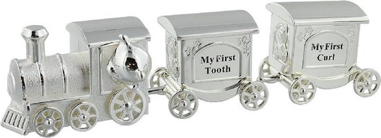 Juliana tanden- en haarlok doosje treinwagons verzilverd van Zilverstad
