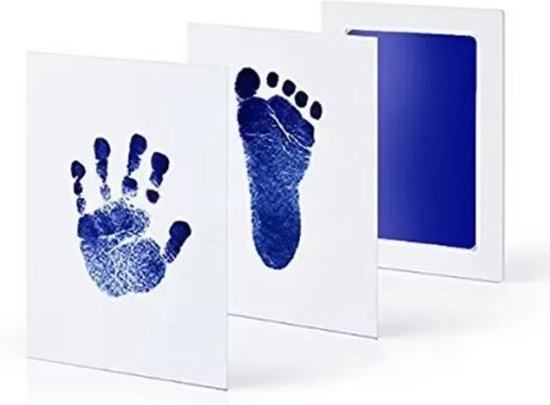 Jumada's Baby Voet- en Handafdruk Inktset - Baby Cadeau - Inclusief 2 Witte Kaartjes - Inktkleur Blauw