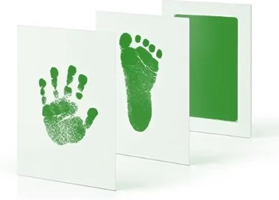 Jumada's Baby Voet- en Handafdruk Inktset - Baby Cadeau - Inclusief 2 Witte Kaartjes - Inktkleur Groen van Jumada's