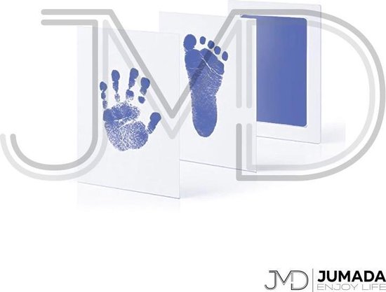 Jumada's Baby Voet- en Handafdruk Inktset - Baby Cadeau - Inclusief 2 Witte Kaartjes - Inktkleur Lichtblauw van Jumada