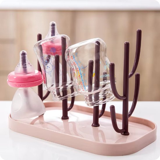 Jumada's - Handig baby flessen droogrek voor een opgeruimde keuken - Inclusief lekbak en afwasrek - Perfect kraamcadeau in roze tint - Geschikt voor alle soorten flesjes van Merkloos