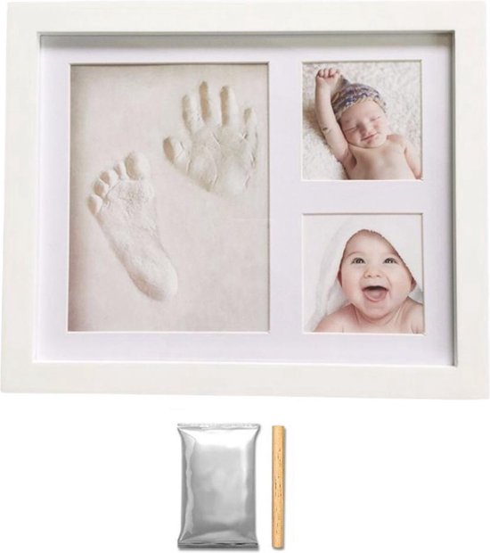 Jumada's - Kraamcadeau Jongen/Meisje: Baby Fotolijst - Met Klei Afdruk Voet & Hand (Gipsafdruk Baby) - Babyshower - Kraampakket/Geboorte Cadeau - Baby Artikelen van Merkloos