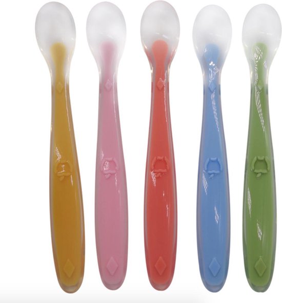 Jumalu Siliconen Babylepels Met Soft Tip -Babylepels - BPA-Vrij - 5 Stuks - Babybestek - Kinderlepel - Kinderbestek - Babylepel - Lepel - Eetlepel van Jumalu